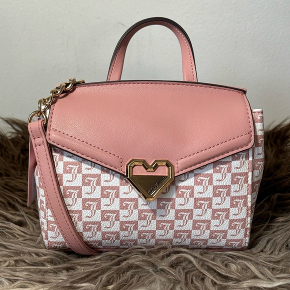 JUICY COUTURE Bag Modern Chic Mini Crossbody - Pink Geo Print Taffy NWT - Picture 1 of 10